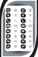 Contact related icon set, Essential Flat Stroke Circular Web Icon Set Phone Contact Location Button, Web icon, contact us icon, address, location, email, phone, Contact information symbols collection vector