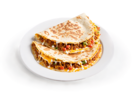 Quesadillas cheesy quesadilla served with side of salsa and sour cream png