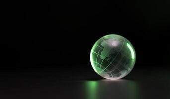 Transparent Globe with Green Light Reflection photo