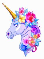 Unicorn head in profile. Bright decorative isolated illustration with flowers vector