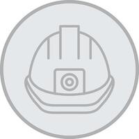 Hard Hat Grey Line Circle Icon vector