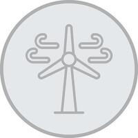 Wind Turbine Grey Line Circle Icon vector