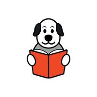 Beabull dog reading icon illustration vector