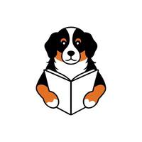 Bernese Shepherd dog reading icon illustration vector