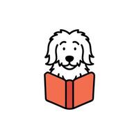 Bergamasco dog reading icon illustration vector