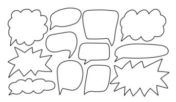 Set of doodle outline bubble speech. Communication chat background. Drawing elements. vector