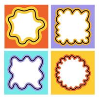 Wave scalloped edge wavy abstract frame. Retro aesthetic zigzag text box silhouette. Design elements for a social media story or post. Circle and square shape vector