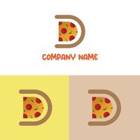 Letter D pizza logo design concept, isolated on colorful background. vector