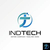 Logo design graphic concept creative premium stock initial letter T or JT font circle IT square tech mark. Related monogram typography branding vector
