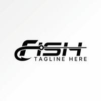 Logo design graphic concept creative premium stock abstract unique text word Fish with cut fishing hook Related to monogram typography branding vector