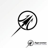Logo design graphic concept creative premium stock abstract unique spear weapon fast swoosh arrow on circle line. Related to purpose sport vector