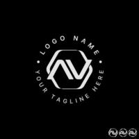 Logo design graphic concept creative premium abstract stock letter initial AV font flip mirror hexagon. Related to monogram typography branding vector
