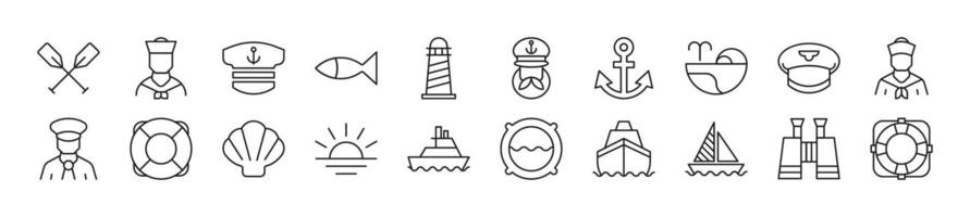 Sailor Linear icons collection. Editable stroke. Simple linear illustration for web sites, newspapers, articles book vector