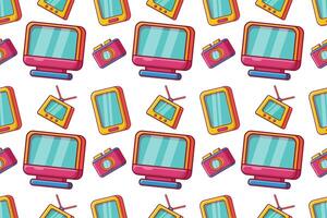 electronic objects theme illustration seamless pattern background vector