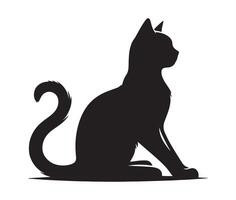 silhouette of the cat sitting, black color, isolated on white background vector