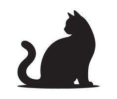 silhouette of the cat sitting, black color, isolated on white background vector