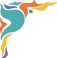 Retro Groovy Border Corner. Illustration in Abstract Design. vector