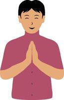 Muslim Greeting Pose Eid Character. Isolated on White Background. vector