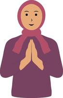Muslim Greeting Pose Eid Character. Isolated on White Background. vector