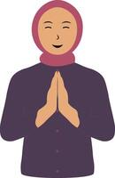 Muslim Greeting Pose Eid Character. Isolated on White Background. vector