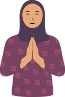 Muslim Greeting Pose Eid Character. Isolated on White Background. vector
