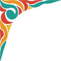 Retro Groovy Border Frame Corner with Abstract Decoration. Isolated on a White Background. vector