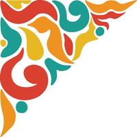 Retro Groovy Border Frame Corner with Abstract Decoration. Isolated on a White Background. vector