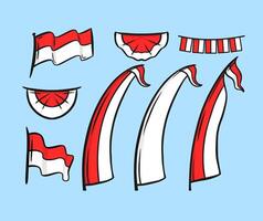set of indonesian flag hand drawn, suitable for your design ornament vector