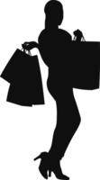 Woman Shopping Silhouette on a White Background. Isolated Illustration in Flat Style. vector