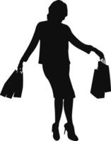 Woman Shopping Silhouette on a White Background. Isolated Illustration in Flat Style. vector