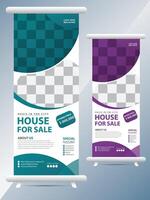 Simple minimal corporate rollup banner template design vector