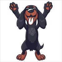 A Gordon Setter Dog dancing with joy and confidence - Dog Cartoon isolated illustration vector