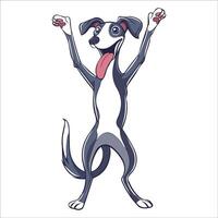 A Italian Greyhound Dog dancing with joy and confidence - Dog Cartoon isolated illustration vector