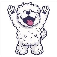 A Komondor Dog dancing with joy and confidence - Dog Cartoon isolated illustration vector