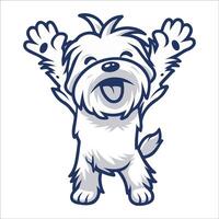 A Havanese Dog dancing with joy and confidence - Dog Cartoon isolated illustration vector