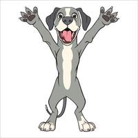 A Great Dane Dog dancing with joy and confidence - Dog Cartoon isolated illustration vector