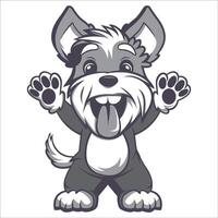 A Miniature Schnauzer Dog dancing with joy and confidence - Dog Cartoon isolated illustration vector