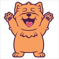 A Chow Chow Dog dancing with joy and confidence - Dog Cartoon isolated illustration vector