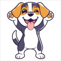 A Beagle Dog dancing with joy and confidence - Dog Cartoon isolated illustration vector