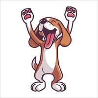 A Coonhound Dog dancing with joy and confidence - Dog Cartoon isolated illustration vector