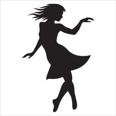 Zig-Zag Quickstep dance silhouette - Ballroom dance Illustration in Black and White