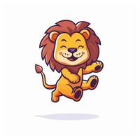 cute lion illustration flat colour in white background vector