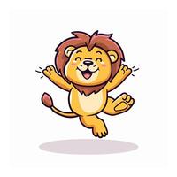 cute lion illustration flat colour in white background vector