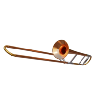 3d render golden trombone with transparent background png