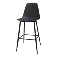 3d render black counter stool transparent backrgound png