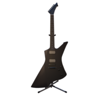 3d render black guitar with transparent background png