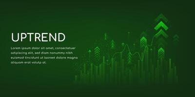 abstract digital technology rising arrows illustration successful business and growth strategy web banner design with green digital background vector