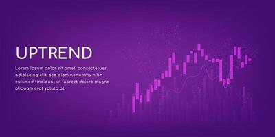 share market candlestick pattern showing uptrend, business financial rising graph vector