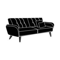 Large retro sofa with cushion simple silhouette icon. Furniture and interior decoration and design vector