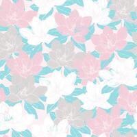 illustration botanical seamless pattern with white anise magnolia flower. Simple minimalistic hand drawn design. Greeting card spring and summer design wallpaper and fabric vector